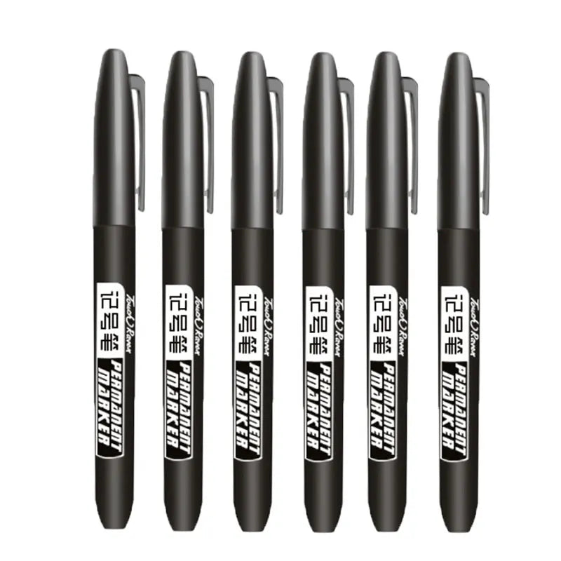 6 PCS Permanent Marker Pen Manga Drawing Markers Black Blue Red Waterproof Ink Sketch Pens Stationery Art School Supplies