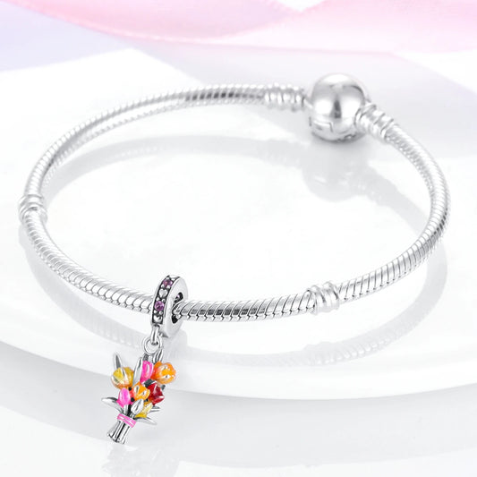 Pink Silver Plated Butterfly Flower Cat Girl Ballerina Shoe Charm Beads Fit Bracelet Necklace Pendant DIY Jewelry Making