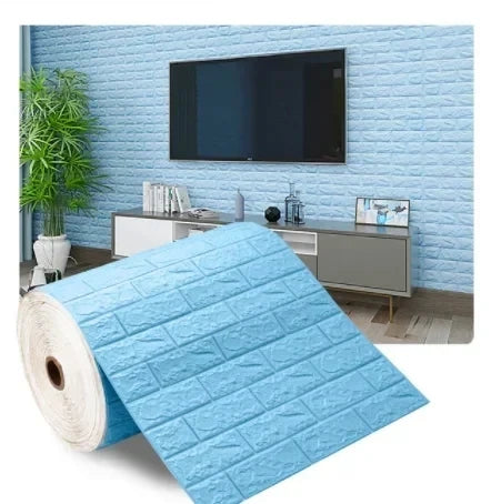 70cm*2m 3D Soft Foam Brick Wallpaper Sticker Roll DIY Self Adhesive Living Room Home Kitchen Bathroom Decorative Wall Paper