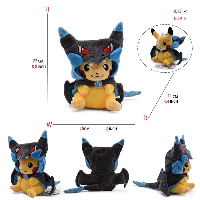 Cos Eevee Pikachu Cosplay Plush Toys Pikachu Peluche Lucario Stuffed Animal Doll Collectible Gift,Cartoon 20-30CM