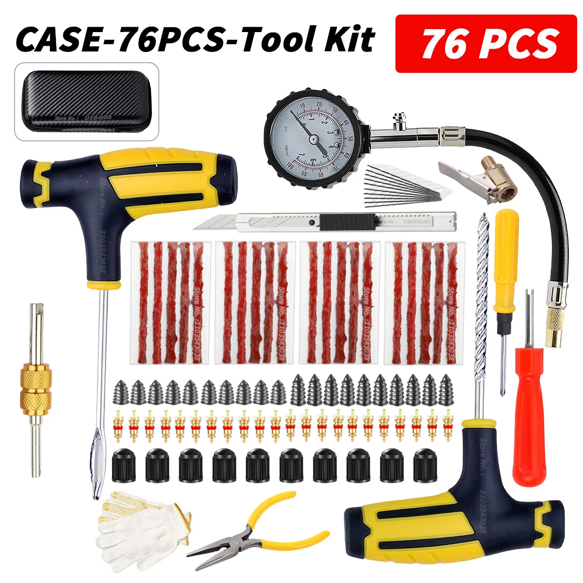 Car Tire Repair Kit Puncture Plug Tools Tyre Puncture Emergency for Universal Tire Strips Stiring Glue Repair Tool Kit