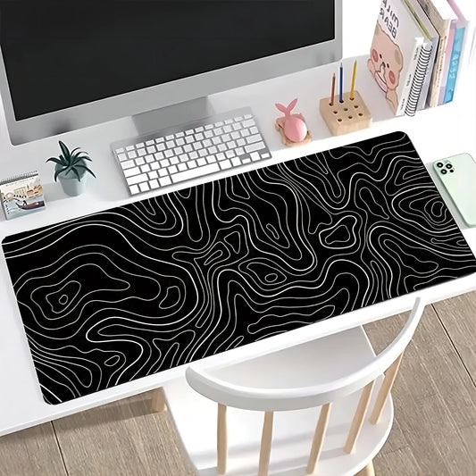 1Pcs Gaming Mouse Pad Large Keyboard Pad 31.5 x 11.8in Topographic Mouse Pad Black and White MousePad Gamer  800x300mm table mat