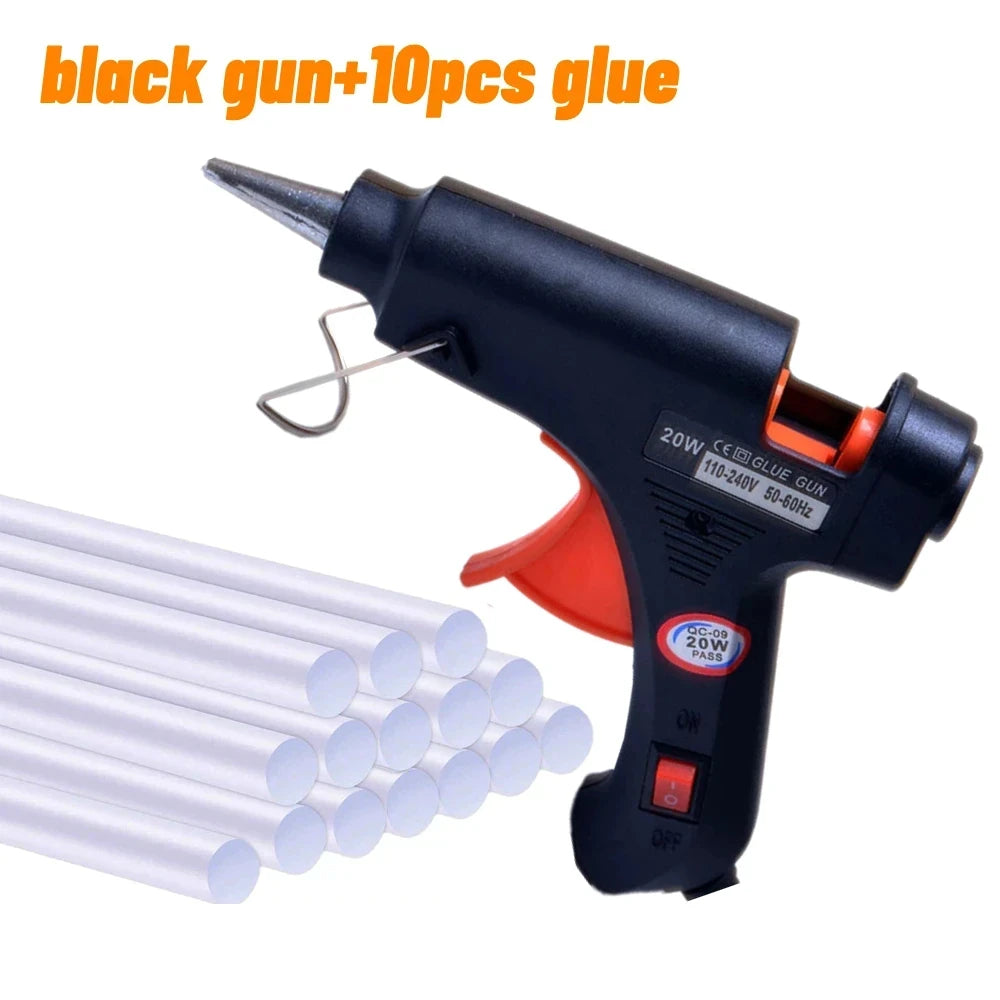 20W Hot Melt Glue Gun with Seal Wax Glue Sticks Household DIY Industrial Guns Heat Temperature Thermo Electric Repair Tool