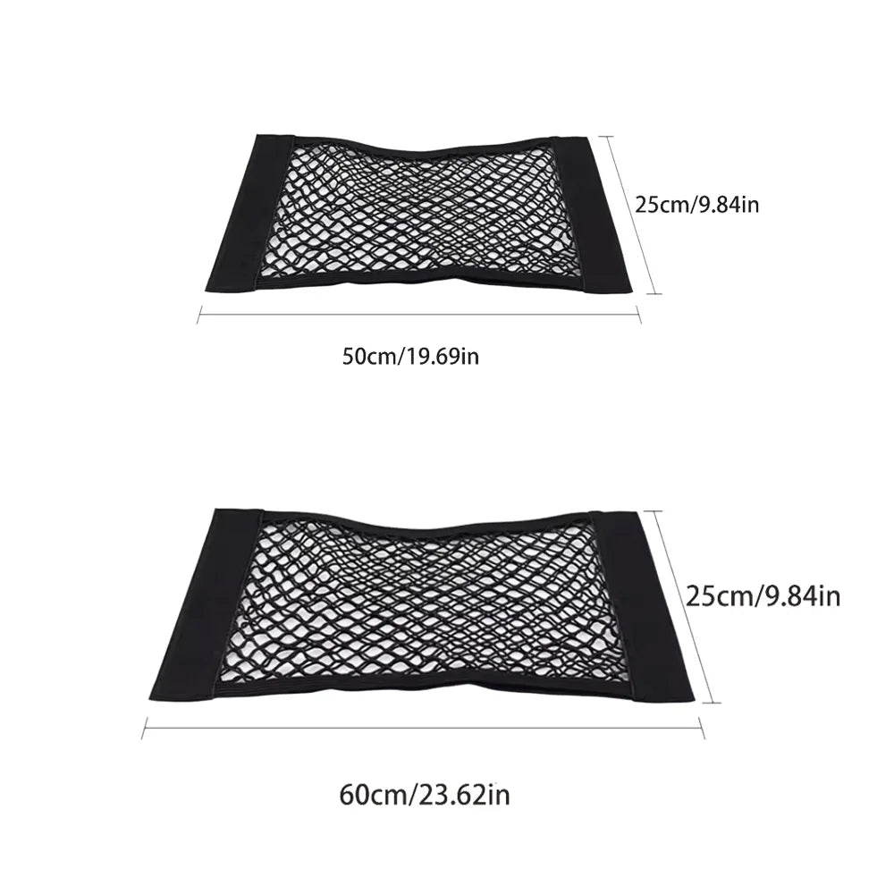 Car storage bag Trunk Seat Elastic String Net Magic Sticker Universal Storage Bag Auto Seat Back Bag