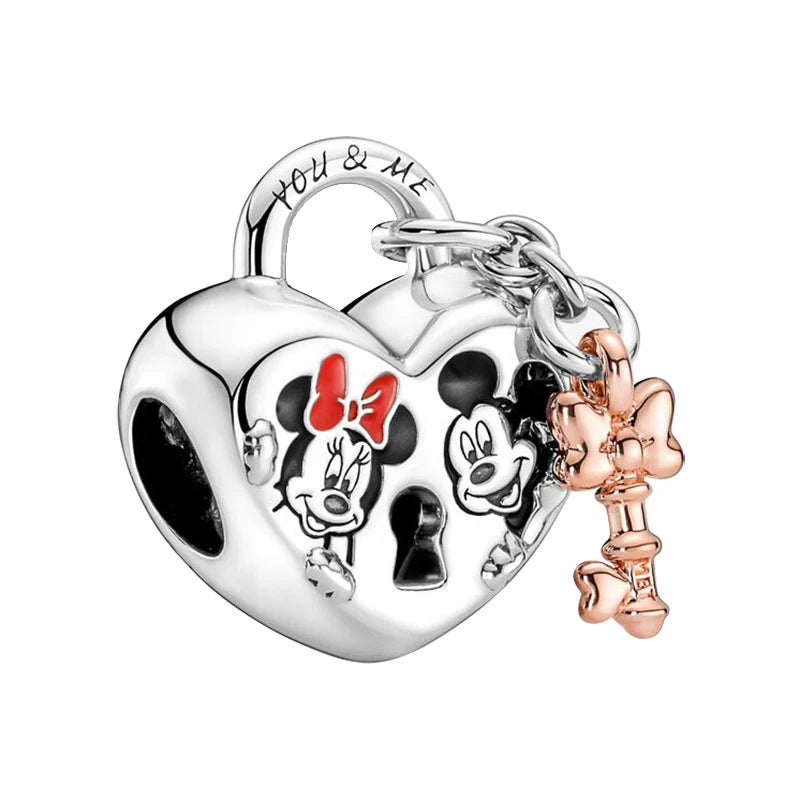 925 Sterling Silver Collection Minnie Safty chain Alice Stitch Charm Beads Suitable For Pandora Bracelets Jewelry Making