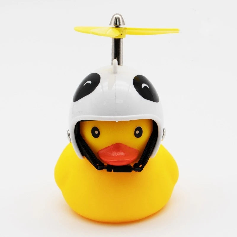 Small Yellow Duck Put A Helmet Sunglasses Propeller Duckling Car Cute Decoration