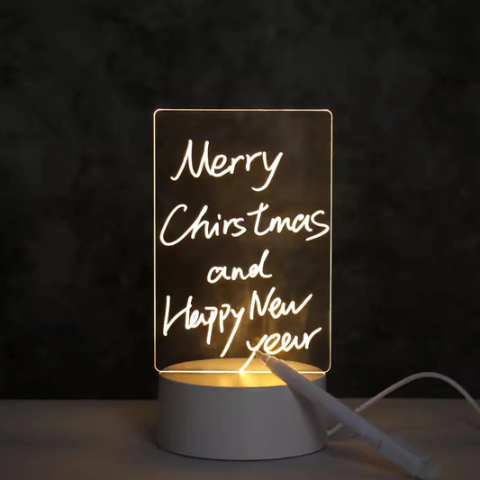 Diy Notepad LED Drawing Board Glowing Acrylic Message Board With Pen Erasable Children's Drawing Letter Message Board Night Lamp