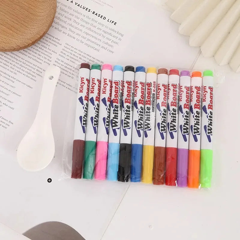 8/12 Colors Magical Water Floating Student Painting Brush Whiteboard Markers Pen Suspension Kids Educational Painting Pen Toys