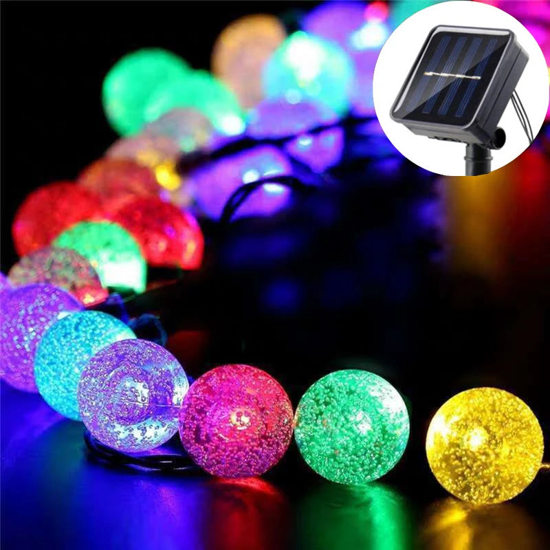 Solar Crystal Globe LED String Lights 60 LED 8 Lighting Modes IP65 Fairy Light Christmas Garland For Garden Party Decor 1pc/2pcs