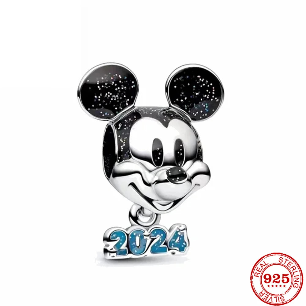 925 Sterling Silver Herocross 2024 Minnie Mickey Charm Beads Fit Original Pandora Bracelet DIY Jewelry Christmas Gift