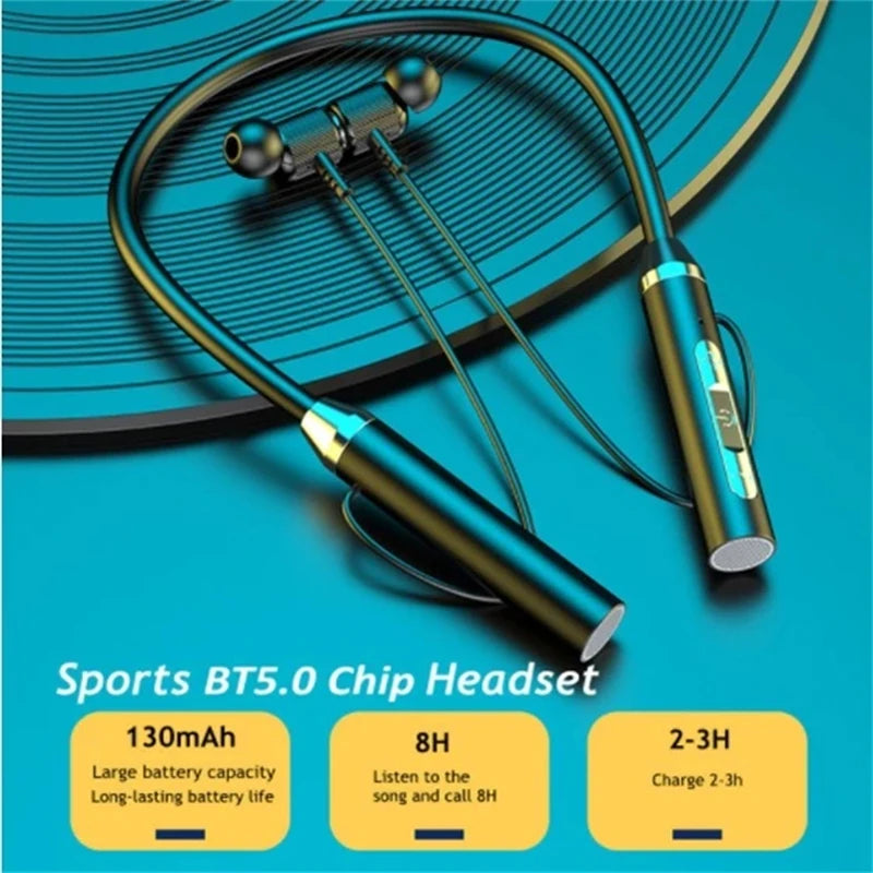 Wireless Headphones Bluetooth Neckband Earphones Silicone Hifi 9D Stereo Sports Headset Halter Waterproof Magnetic Earbuds Game