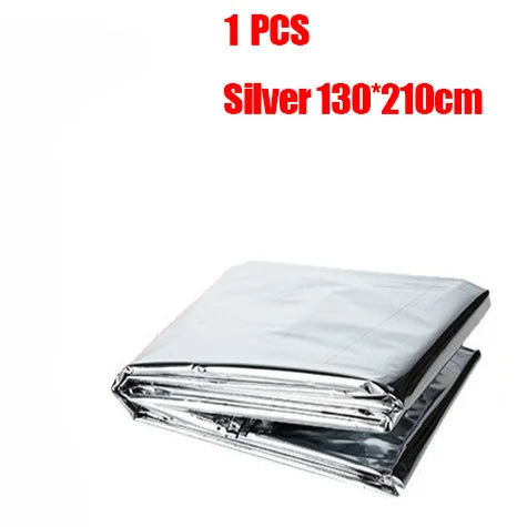 Emergency Thermal Poncho Blanket Lightweight Folding Water Resistant Windproof Sunshade Reusable First Aid Camping Mat Pad Cover