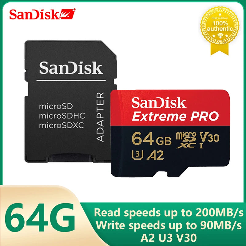 SanDisk V30 Extreme PRO Micro SD 32GB 64GB 128G 256G 512GB 1TB UHS-I Memory Card TF Card 200MB/s C10 U3 4K for Camera Steam Deck