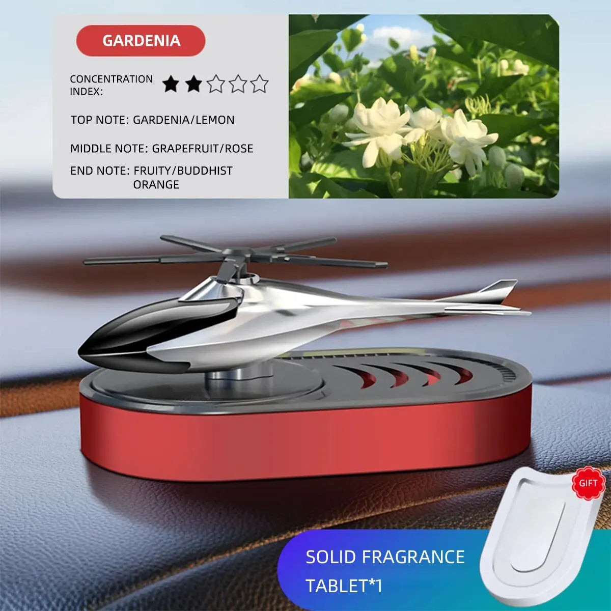 1set Solar Helicopter Ornaments Car Perfume Car Aromatherapy Car Odor Removal Lasting Light Fragrance Decoration