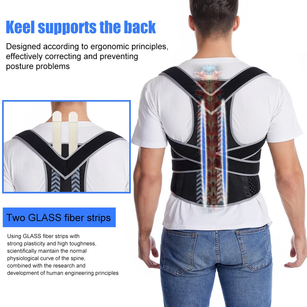 Lumbar Brace Spine Support Belt Adjustable Corset Correction Body Improve with Plate Straight Back Posture Corrector Shoulder