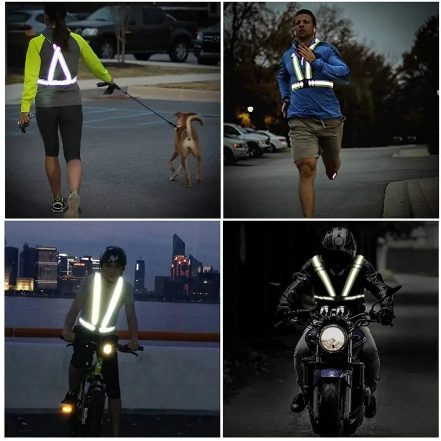 Highlight Adjustable Lightweight Reflective Vest Outdoor Night Walking Safety Vests Biking Safety Straps Waterproof Running Gear