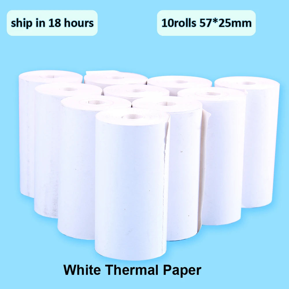 Clearance_Thermal Paper 57*25mm Self-Adhesive White Transparent Sticker Direct Roll Portable Paper For Mini Pocket Printer_Conti