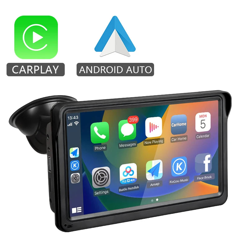 7inch Portable CarPlay Android Auto Car Radio Multimedia Video Player Touch Screen Bluetooth 5.0 With AUX USB