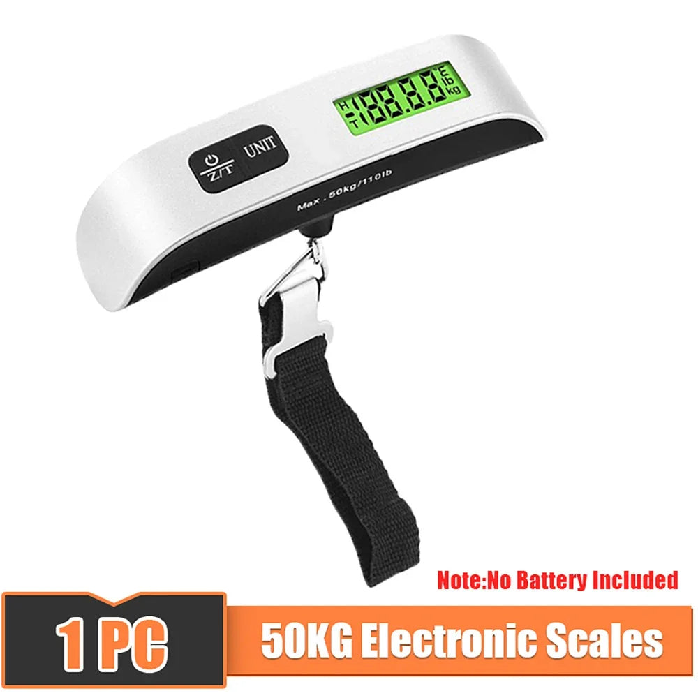 50kg/110lb Portable Digital Luggage Weight Scale LCD Display Pocket Electronic Suitcase Travel Scale Balance Baggage Weight Tool