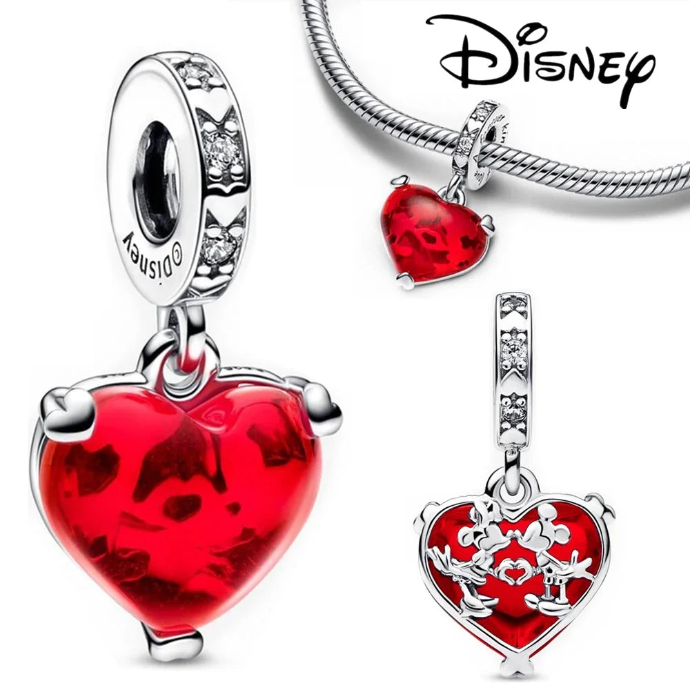 Disney 925 Silver Dumbo Clip Charm Mickey Minnie Love Heart Beads Fit Original Pandora Bracelets DIY Pendant Women Jewelry Girl