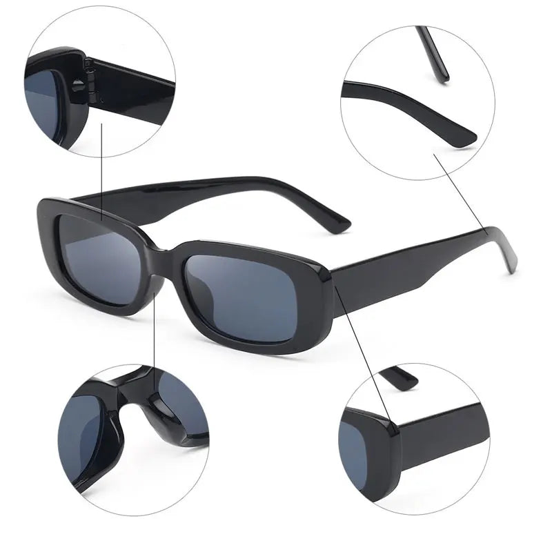 Box black new sunglasses male European glasses female retro anti-UV sunglasses