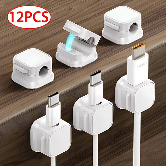 Magnetic Cable Clip Cable Holder Adhesive Wire Keeper Cord Cable Organizer for Home Office Under Desk Management