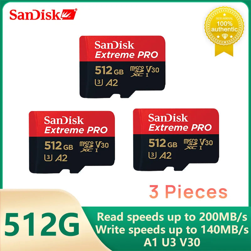 SanDisk V30 Extreme PRO Micro SD 32GB 64GB 128G 256G 512GB 1TB UHS-I Memory Card TF Card 200MB/s C10 U3 4K for Camera Steam Deck