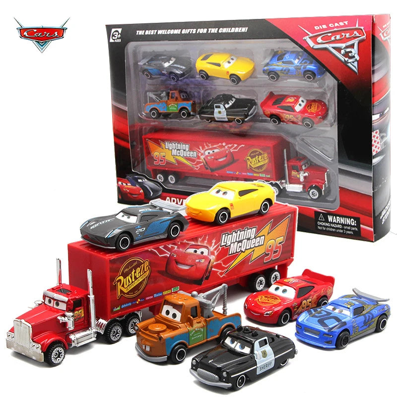 7pcs Disney Pixar Cars 3 Toy Figures Lightning McQueen Jackson 1:55 Diecast Metal Car Model Box set Car Toys Kids Christmas gift