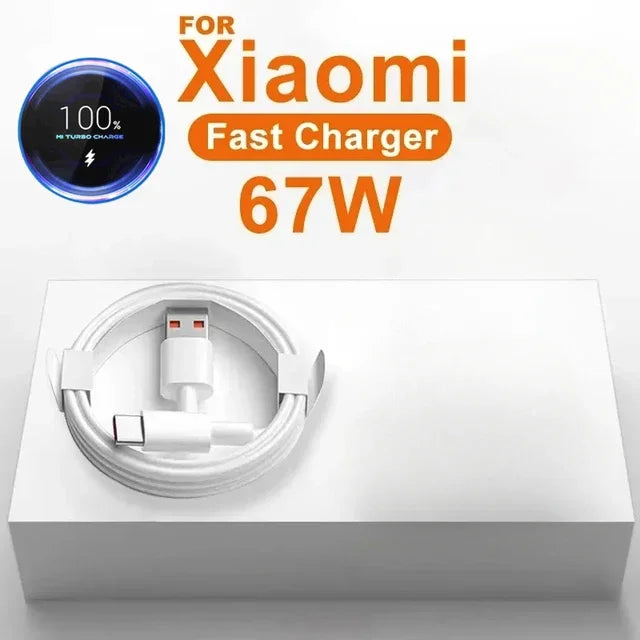 6A 67W Ultra Fast Charger Cable for Xiaomi 10T 11 Lite 12 Redmi Note 10 11T 12T 13 POCO X3 X4 F4 Quick Charging Type C USB Cable