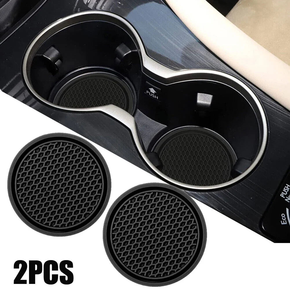 2pcs Black Car Auto Cup Holder Anti Slip Insert Coasters Pads Interior Accessories For Most Cups Accessories