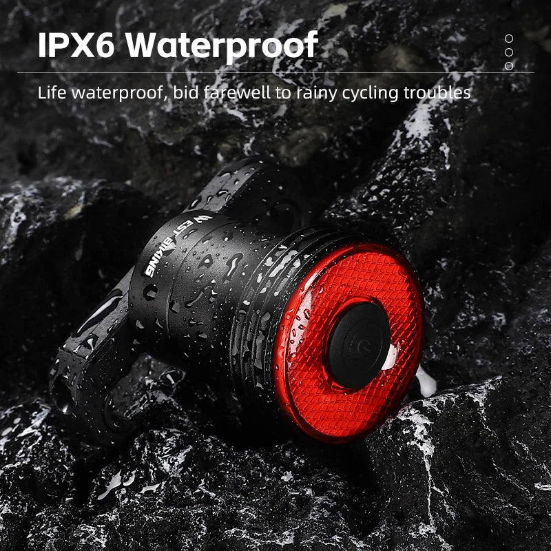 WEST BIKING Bike Tail Light Smart Sensing MTB Road Bike Rear Light  IPX6 Waterproof Type-C Charging Taillight Cycling Accessory