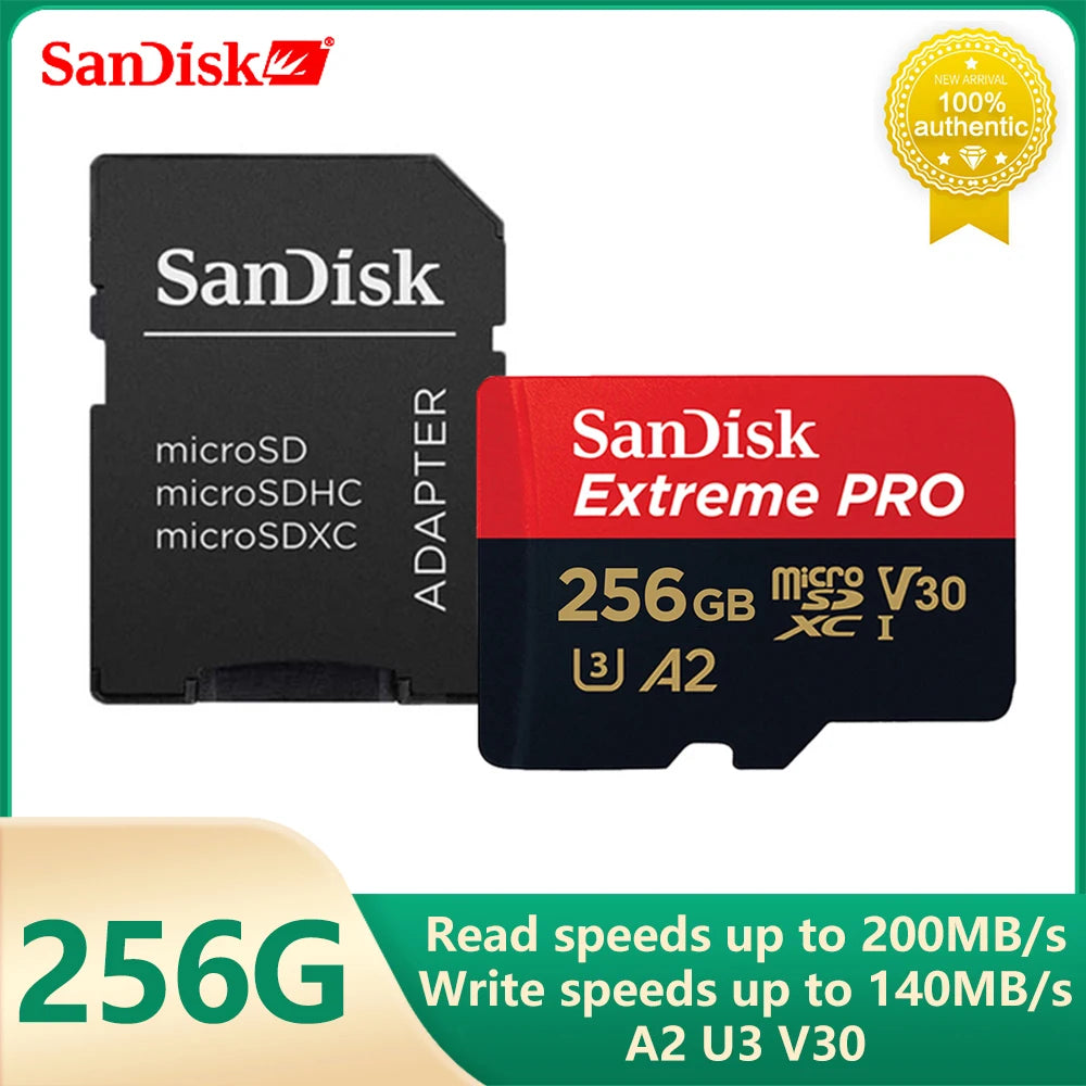 SanDisk V30 Extreme PRO Micro SD 32GB 64GB 128G 256G 512GB 1TB UHS-I Memory Card TF Card 200MB/s C10 U3 4K for Camera Steam Deck