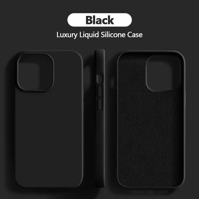 Liquid Silicone Case For iPhone 11 14 13 12 15 Pro Max Phone Cases For iPhone 13 12 Mini 14 15 7 8 Plus X XR XS Shockproof Cover