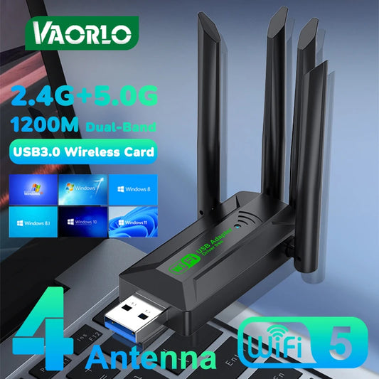 Original 4 Antennas 1200Mbps WiFi USB 3.0 Adapter 2.4G/5GHZ Dual Band WiFi Dongle Wireless Network Card 802.11AX For Win 10/11