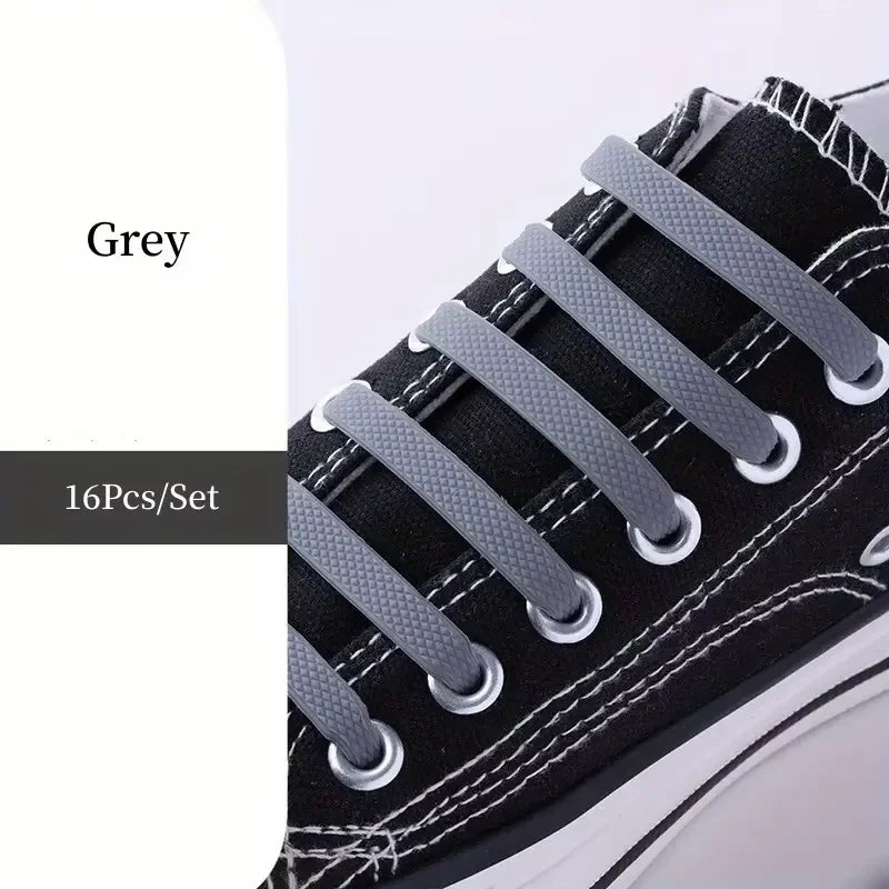 16pcs/pack Elastic No-Tie Silicone Shoelaces - Convenient, Stretchy and Flexible Laces for Sneakers Casual Shoes and Sports Shoe