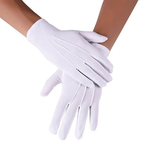 1pair White Cotton Gloves Men Formal Tuxedo Uniform Gloves Honor Guard Parade Ceremony Costume Cosplay Coin Jewelry Butler Glove