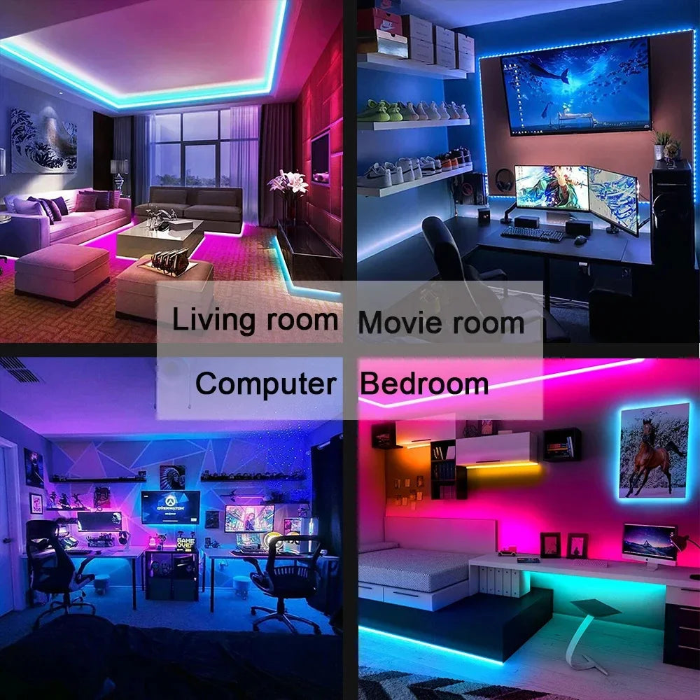 RGB 5050 Led Strip Lights with Remote Control Led Tape Flexible RGB Ribbon for Home Room Decor TV Lighting