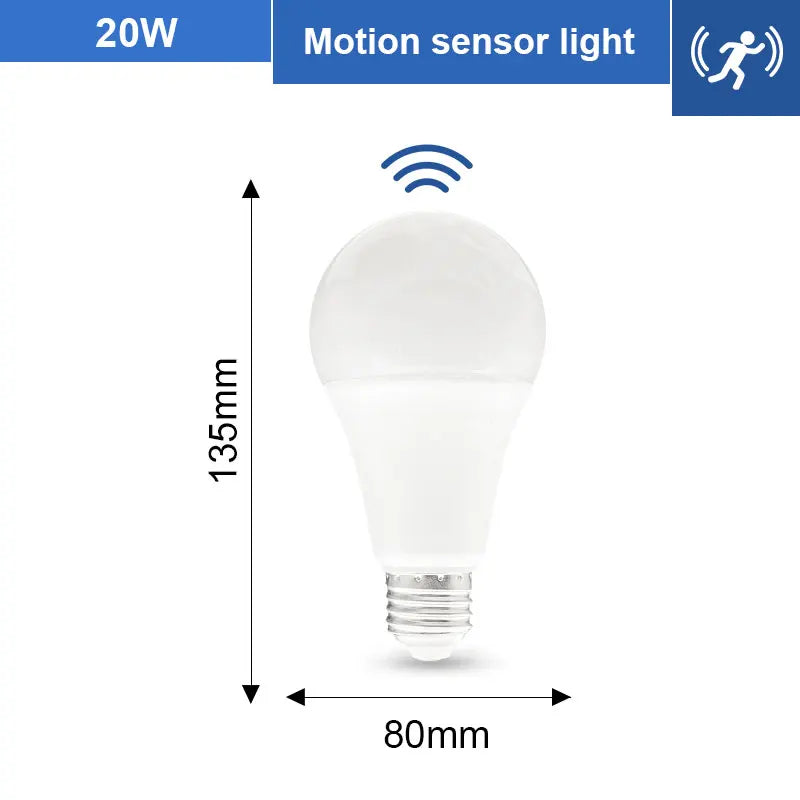 1pc PIR Motion Sensor LED Bulb 6W 9W 12W 15W 18W 20W E27 Radar Sensor Light Lamp Lamparas 110V 220V For Home Stair Pathway