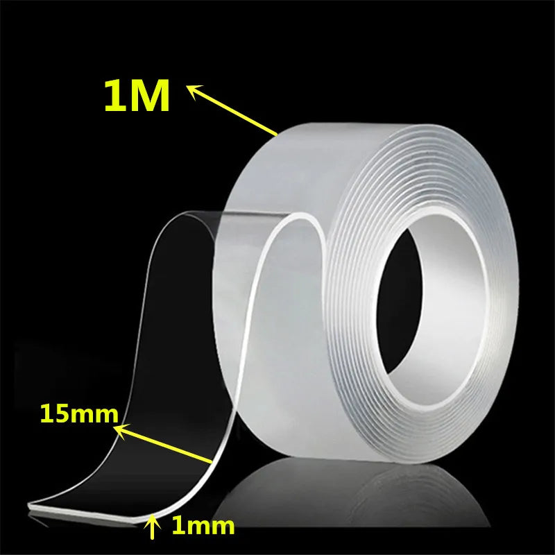 1m 2m 3m 5m Nano Tape Double Sided Tape Transparent Reusable Waterproof Adhesive Strong Tapes Cleanable Kitchen Bathroom Supplie