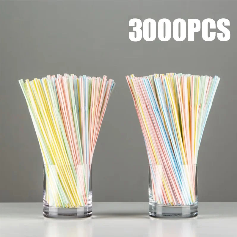 50-3000PCS Colorful & Black Drinking Kunststof Straws Bar Party Wedding Kitchen pajitas plastique Beverage Straw Wholesale