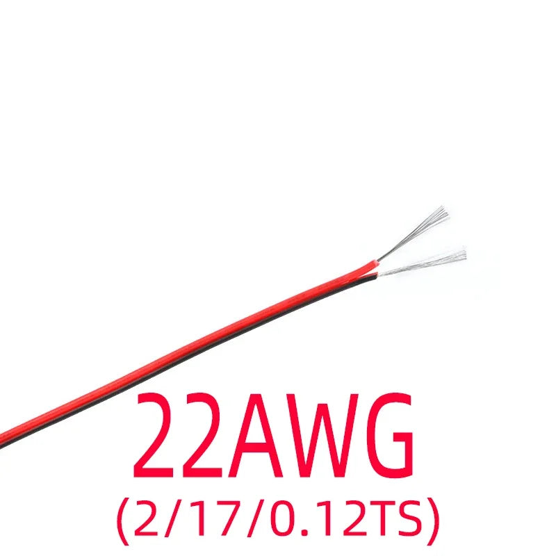 2 Pin Electrical Wire Tinned Copper 18/20/22/24/26 AWG insulated PVC Extension LED Strip Cable Red Black Wire