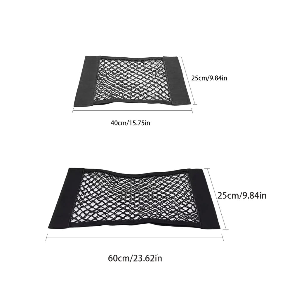 Car storage bag Trunk Seat Elastic String Net Magic Sticker Universal Storage Bag Auto Seat Back Bag