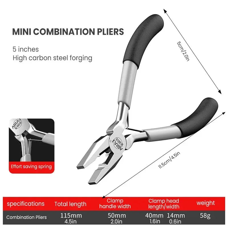 AIRAJ Mini Pointed Toothless Flat Mouth Extended Needle Mouth Oblique Mouth Pliers Flat Mouth Wire Binding Pliers Set