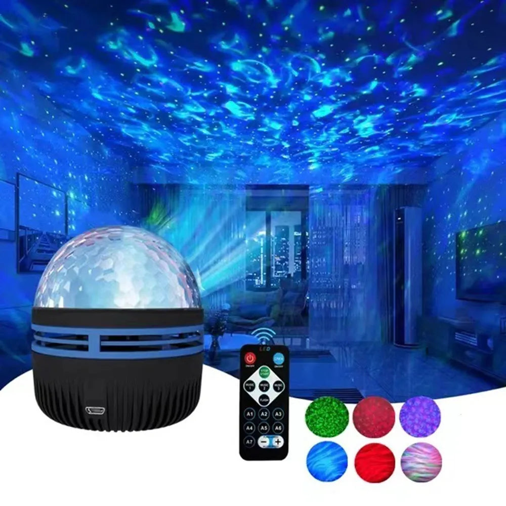 LED Starry Galaxy Projector Light RGB Smart Remote Control Star Aurora Lamp KTV USB Powered Auto Rotating for Home Bedroom Decor