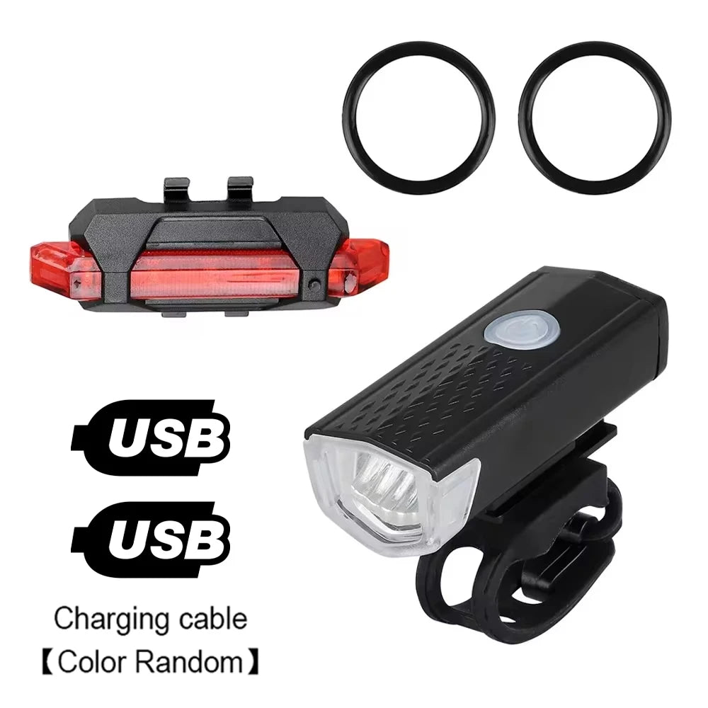 Bike Light Set Front Light with Taillight USB Rechargeable Easy to Install 3 Modes Bicycle Accessories for the Bicycle Road MTB