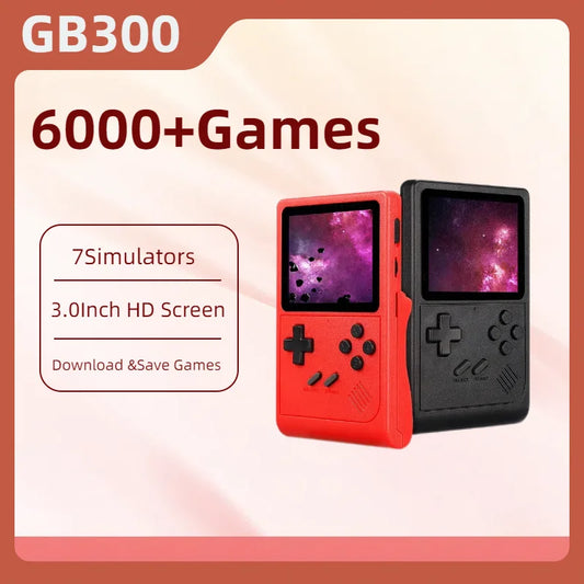 GB300 Portable Handheld Game Player 3.0 inch Screen TV Video Game Console AV Output Retro Game Console Built-in 8G 6000+ Games