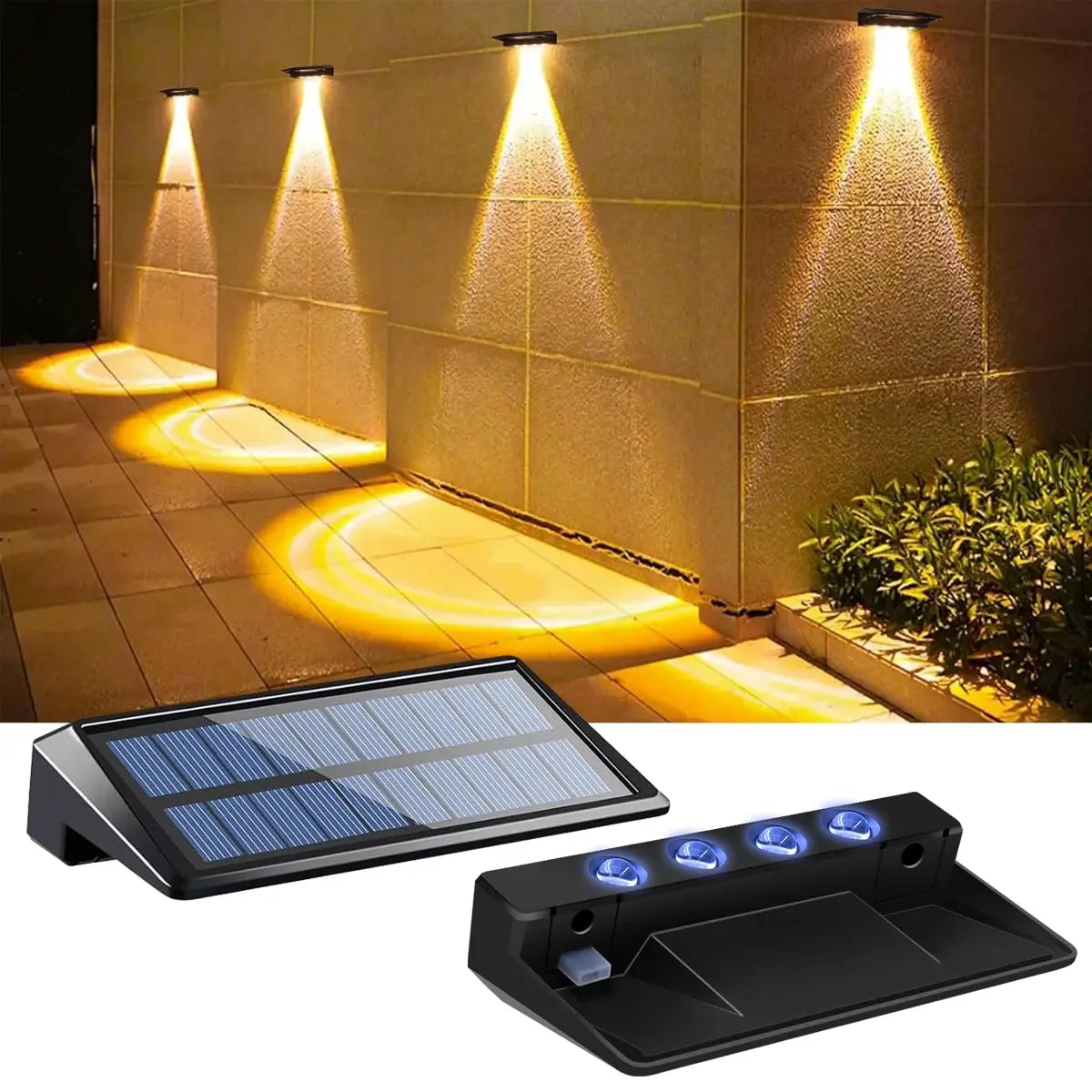 Solar Fence Lights Outdoor Waterproof RGB Color Changing/Warm White LED Solar Step Lights Outdoor Wall Lights IP65 Waterproof