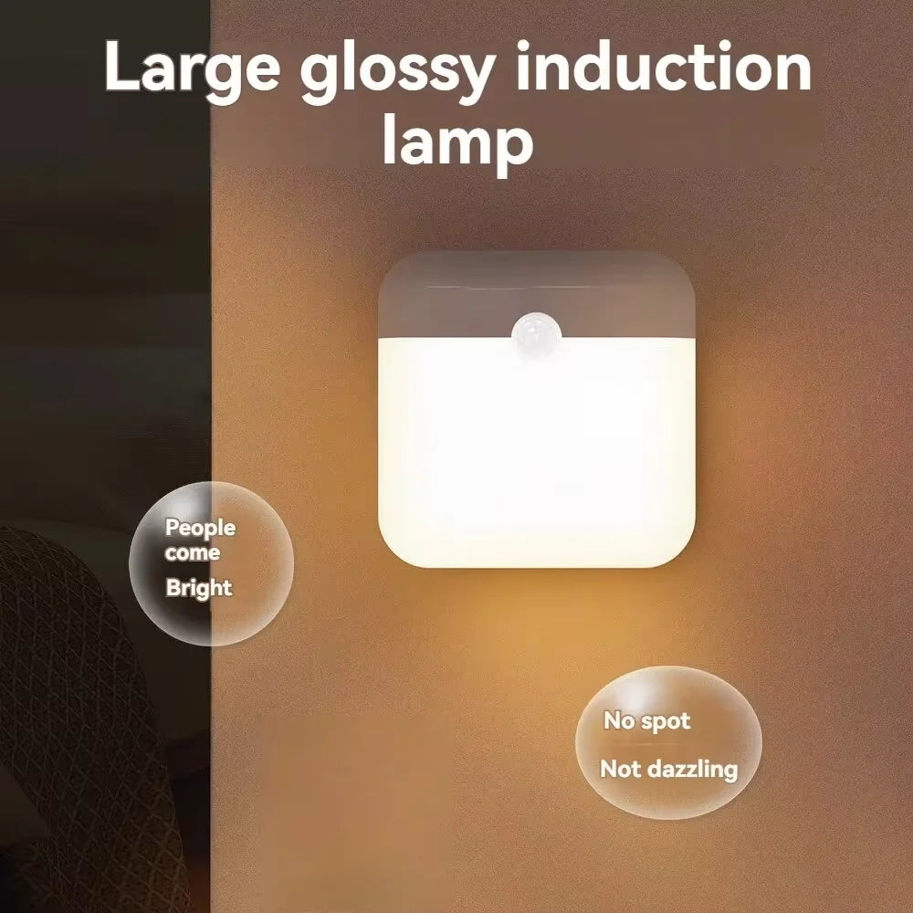 LED Night Light, Human Motion Sensor Lamp USB C Rechargeable Closet Light, Wireless LED Wall Lamp For Stairs Closet Kitchen Bed