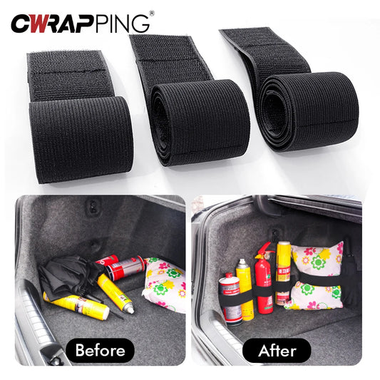 Car Trunk Organizer Firm Nylon Magic Tape Stowing Tidying Fixed Belt Auto Tools Storage Fixing Belt Fire Extinguisher Storage