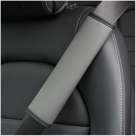 1PCS PU Leather Embossed Car Seat Belt Shoulder Cover Decompression Comfort Car Accessories Safety Belt Protective Cover